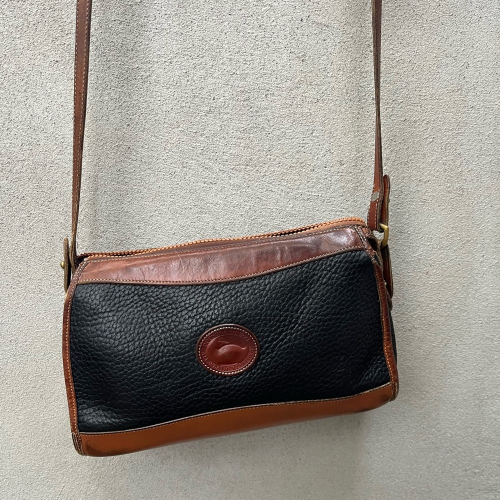 Shabby Chic Black and Brown Dooney & Bourne All Weather Leather Crossbody Bag